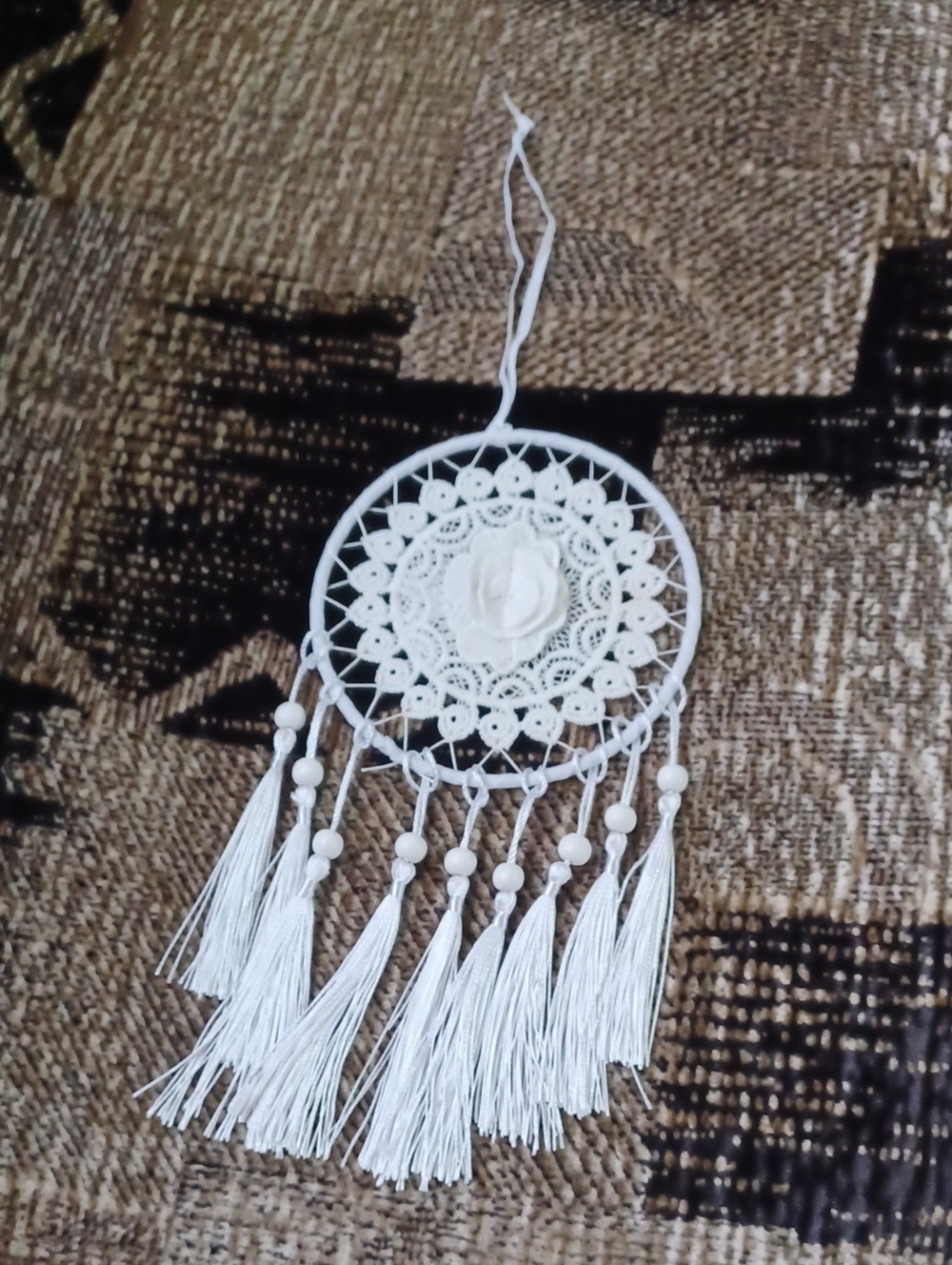 4/$30 New White Boho Floral Dreamcatcher With Decorative Tassel Accent